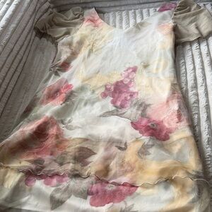 Floral Sheer Dress with Puff Sleeves